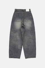 Cat sand washed balloon wide denim pants