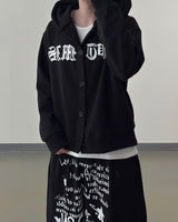 Dark Button Hooded Cardigan