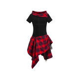 2025 Spring/Summer New Punk Style Plaid Patchwork Dress
