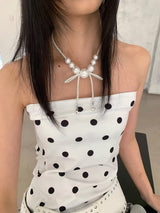 White pearl bow necklace
