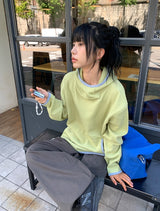 [unisex] シャーン オーバーフィット ワッフル ジッパー フーディー
