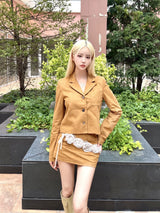 1386. Suede low pocket mini sk (2color)