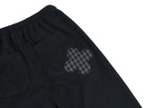 Check folding fleece pants / black