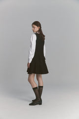 Back Ribbon Tweed Dress Black