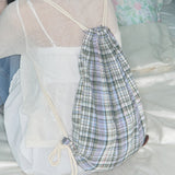 check pattern gym sack purple