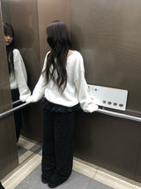 ダエンレオパードワイドバンディング裏起毛パンツ
