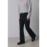 Brushed crop u neck long sleeves(Gray)