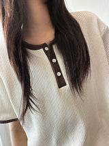 クロワ ワッフル ヘンリー オーバーサイズ Tシャツ 5カラー