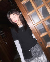 (2color) Binding Pocket Peach Layered Long Sleeve Tee