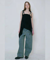 COLOR BLEACH WIDE DENIM PANTS