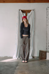 T/T Bod round knit cardigan (charcoal)