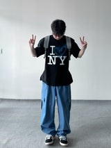 Color string wide cargo pants