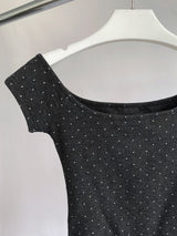 ダークミニドットオフショルダー半袖Tシャツ
