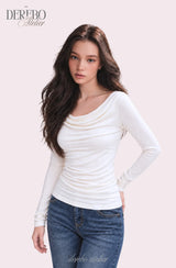 フロー リップ シャーリング ピンク ロングスリーブ Tシャツ