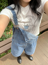 Opening Half Overalls Denim Overalls