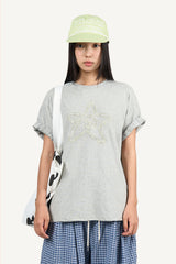 チェックスターワッペンTシャツ