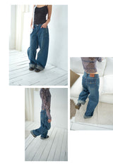 Prince basic wide denim pants