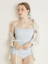 FLOWER STRING RIBBON MONOKINI - SKY BLUE