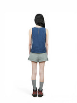 BUTTON SLACKS SHORTS (GRAY)