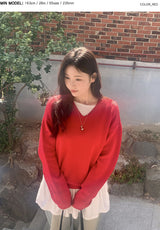 Again Basic Cotton Loose Fit V-neck Knit (5color)