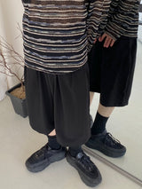 Two tuck wide banding half pants 2C