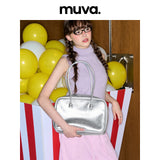 muva. Genuine‑Leather Large‑Capacity Boston & Tote Bag, Minimalist Textured Shoulder Purse for Commute, New Arrival May 1