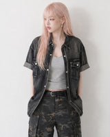 (UNISEX) Slub Denim Over Shirts