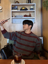 Cozy stripe brush knit