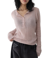 Nata Henley Neck Ribbed Knit Top