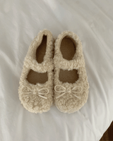 Fluffy Roomy Cozy Fleece Mary Jane Flats
