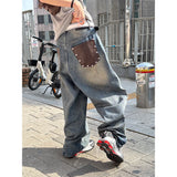 [Unisex] Back leather pocket wide pants
