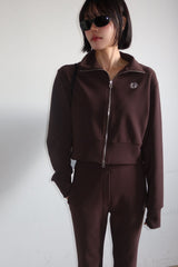 TWO-WAY FLEECE ZIP-UP_BROWN