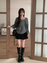 Picker V-neck Loose Cable Knit