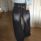 Sembe Back Bizo Button Washing Denim Pants