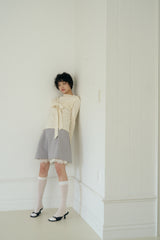 BOW MINI DOT LACE SKIRT (GREY)