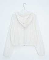 Linef Lace Summer Semi-Crop Hood Zip-Up