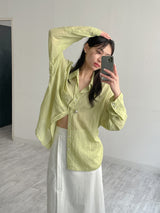 [Unisex] Fomi Linen Check Over Fit Shirt