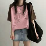 Ribbon Raglan Short Sleeve T-shirt