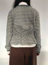 Fleece Stripe Frill Cardigan (4 Colors)