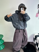 PEACH FLEECE🍑AMERICAN BIG OVER COTTON BALLOON PANTS 🤎💜🖤3COLOR