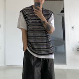 Net see-through dangara v neck knit vest 2C