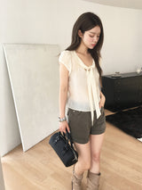 Olive tie blouse
