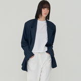 OVERFIT UNBAL SINGLE JACKET (NAVY)