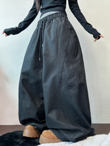OVER BALLOON CURVE DENIM LONG PANTS 🖤💙2COLOR