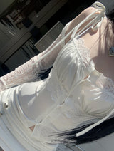 Arzen strap lace top (white)