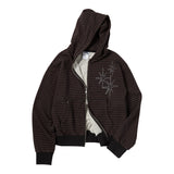 Untitled スターリーナイトスモールストライプフードジップアップ Wine Black