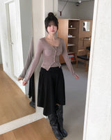 Ropi Pocket Cutting Sleeveless Cardigan Set