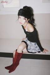 Halterneck Lace Layered Two-Piece Knitwear