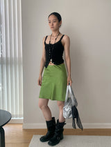 color silk flare midi skirt