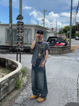 フェイクリネンバルーンデニムパンツ (3 Colors)